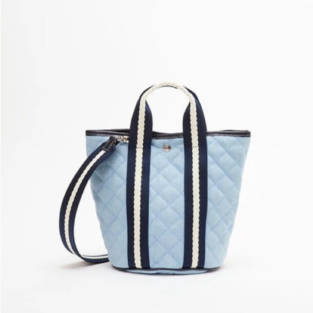 Rue De Verneuil Cruise Bucket Small Quilted Denim Light Blue